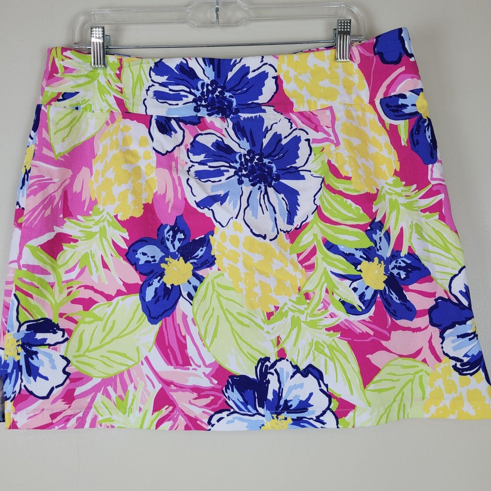 Rafaella Womens XL Tropical Floral Skort‎ Pink Blue Yellow Stretch Mini